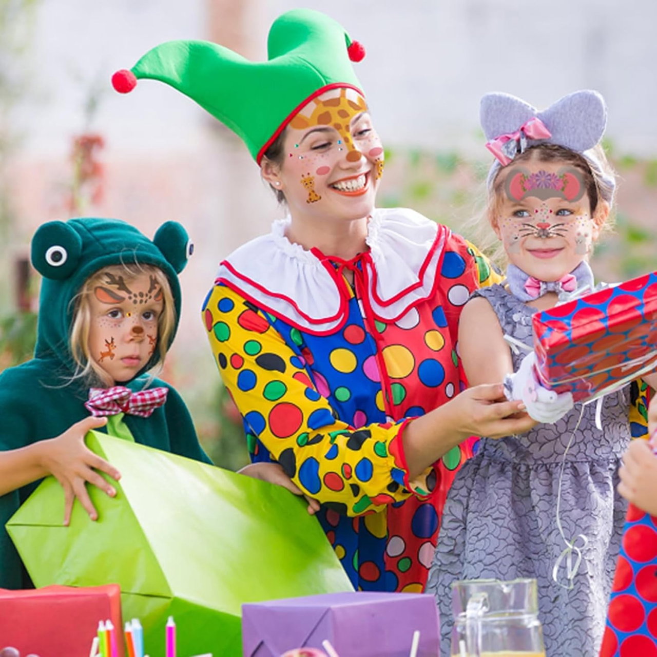 Sticker Temporar pentru Fata, Flippy, pentru Machiaj, Face Art, Halloween, Teatru, Model Girafa, Galben [5]