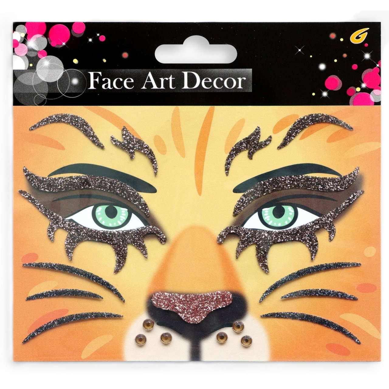 Sticker Temporar pentru Fata, Flippy, pentru Machiaj, Face Art, Halloween, Teatru, Model Leu, Portocaliu [1]