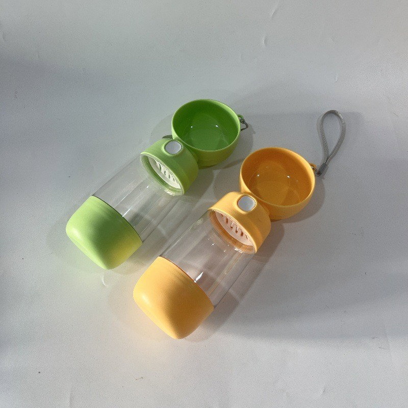 Sticla Animale, Flippy, Portabila, pentru Hrana si Apa, din ABS, 400 ml/182 ml, 25.5 x 8 x 9 cm, Verde [5]