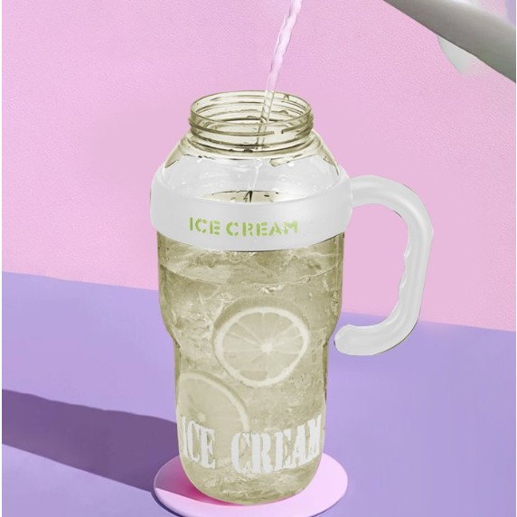 Sticla de Apa, Flippy, Termica, Mentinere 6 Ore, 1400 mL, cu Pai si Capac, PP si Silicon, cu Maner Alb, 25.5x7.5 cm, Verde [10]