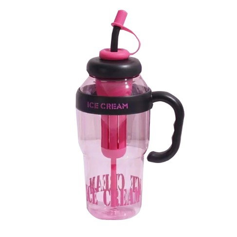 Sticla de Apa, Flippy, Termica, Mentinere 6 Ore, 1400 mL, cu Pai si Capac, PP si Silicon, cu Maner Negru, 25.5x7.5 cm, Roz [7]