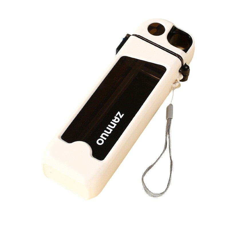 Sticla de Apa pentru Sport, Flippy, 350 ml, cu Pai si Capac, 23x7x4.4 cm, Buton de Blocare, din PC, Alb [1]