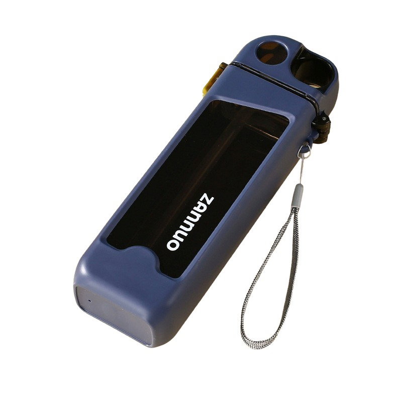 Sticla de Apa pentru Sport, Flippy, 350 ml, cu Pai si Capac, 23x7x4.4 cm, Buton de Blocare, din PC, Albastru [1]