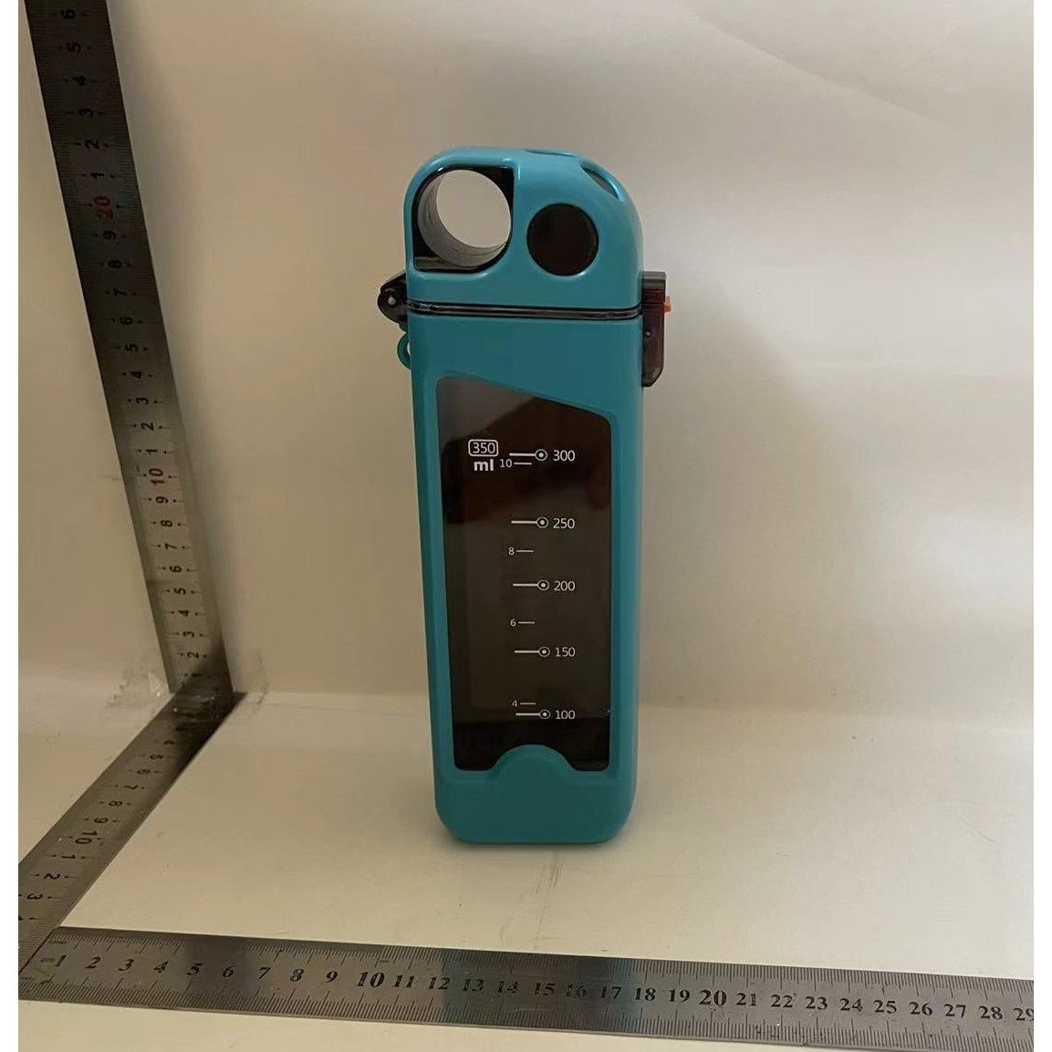 Sticla de Apa pentru Sport, Flippy, 350 ml, cu Pai si Capac, 23x7x4.4 cm, Buton de Blocare, din PC, Bleu [2]