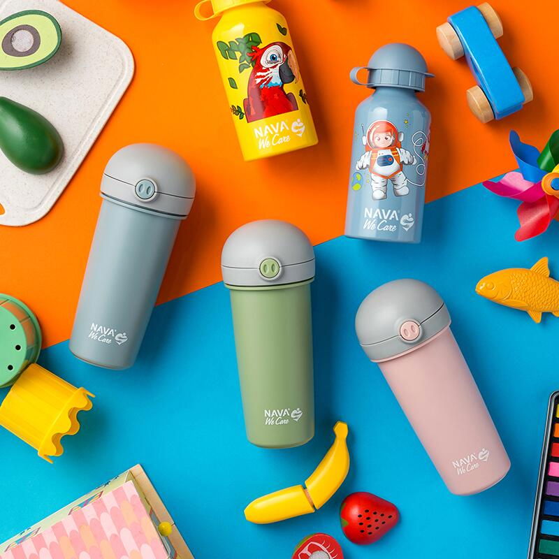 Sticla de plastic cu pai Nava 380ml albastru [6]