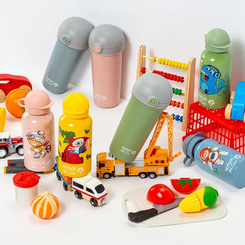 Sticla de plastic cu pai Nava 380ml roz [3]