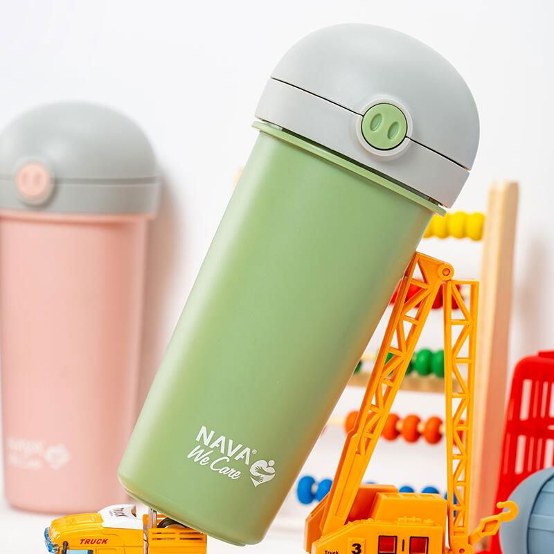 Sticla de plastic cu pai Nava 380ml roz [4]