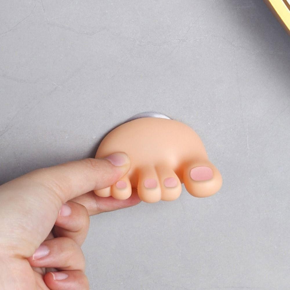 Suport de Baie, Flippy, Multifunctional, pentru Periute/Cabluri, din PVC, cu Ventuza, Model Picior, 4 x 6.5 cm, Crem [3]