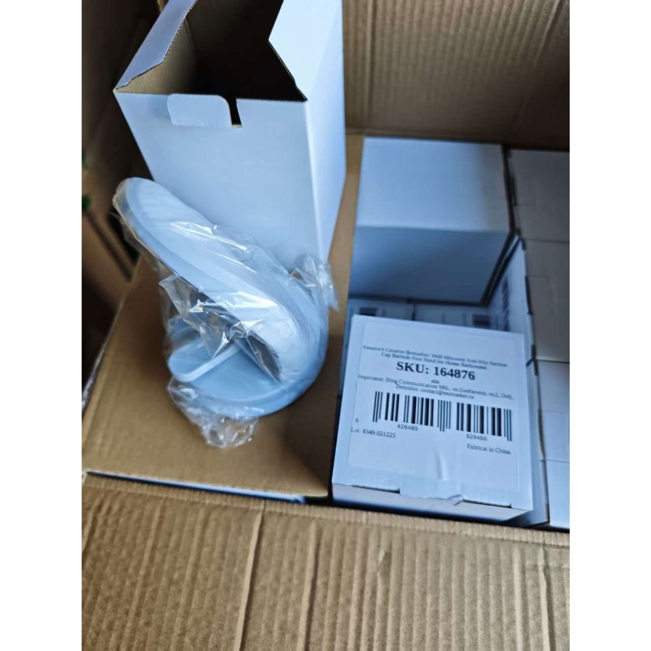 Suport de Picior, Flippy, pentru Baie, cu Ventuza, din PP si PVC, Antiderapant, 11.5 x 15 cm, Alb [2]