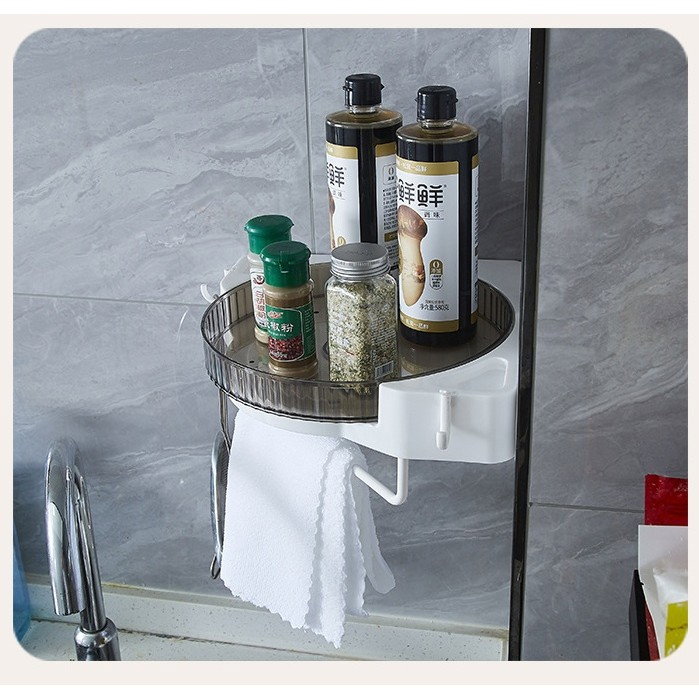 Suport Depozitare, Flippy, din Plastic, Rotativ 360 grade, Montare fara Perforatii, pentru Baie/Bucatarie, Gri [3]