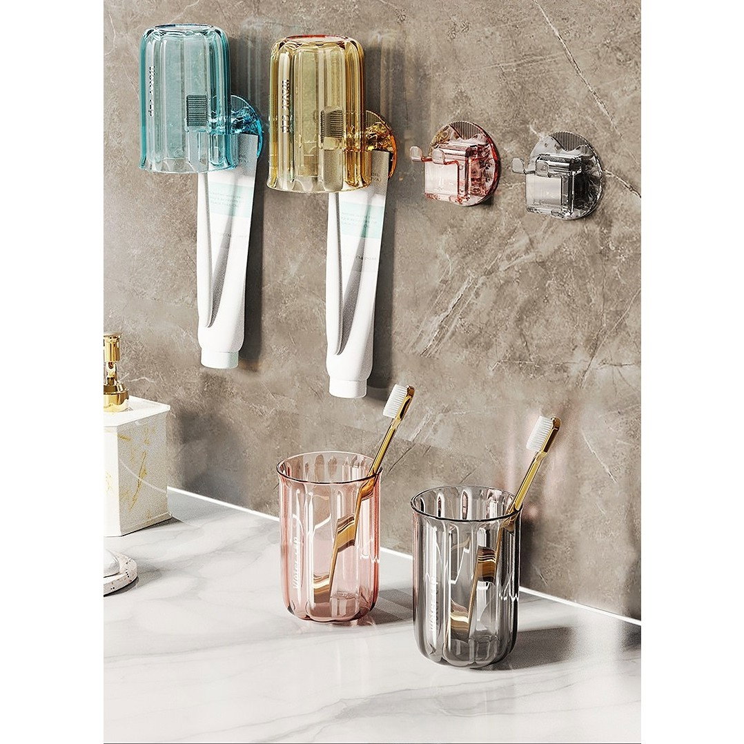 Suport Multifunctional 2 in 1, Pahar si Suport pentru Periuta de Dinti, Flippy, Plastic, Dimensiune: 10.4 x 7.3 x 7.3 cm, Albastru [9]