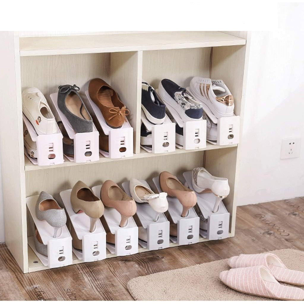 Suport pentru Pantofi, Flippy, din Plastic, Reglabil, 2 Niveluri, 27 x 10 x 20 cm, Alb [5]