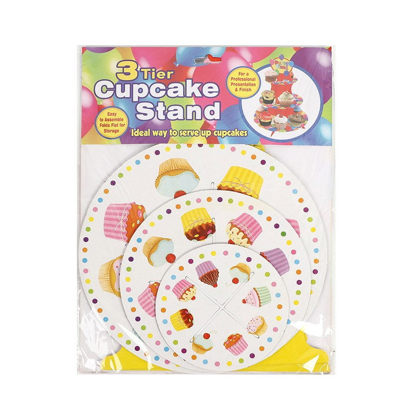 Suport Prajituri, Flippy, 3 Etaje, Design de Petrecere, pentru Prajituri, Candy Bar, din Carton, Galben/Multicolor [3]