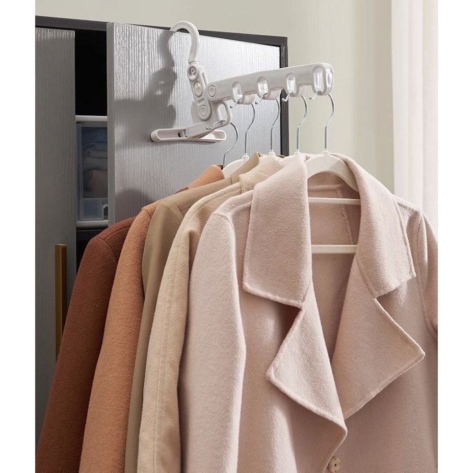 Suport Umerase, Flippy, Pliabil, Portabil, 5 Gauri pentru Umerase, Rotire 360 Grade, din Plastic, Alb [4]