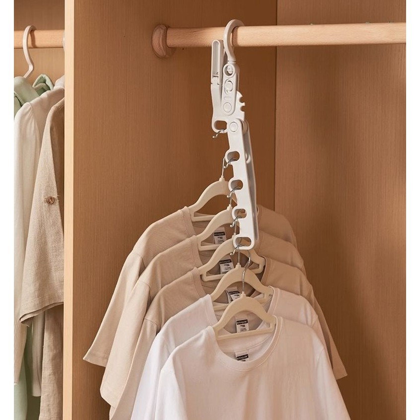 Suport Umerase, Flippy, Pliabil, Portabil, 5 Gauri pentru Umerase, Rotire 360 Grade, din Plastic, Alb [2]