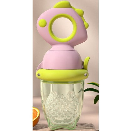 Suzeta pentru Fructe, Flippy, pentru Bebelusi, din Silicon Alimentar, +4 Luni, 2 mm Grosime Gauri Tetina, 12.4 x 5.1 x 4.7 cm, Roz/Verde [6]