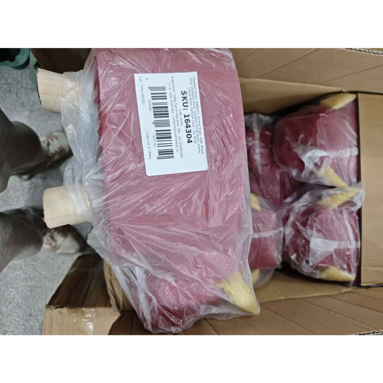 Taburet pentru Copii, Flippy, Scaun Tip Taburet, Model Vacuta, din Lemn Masiv, Scaun pentru Copii, 30 x 25 x 25 cm, Rosu [3]