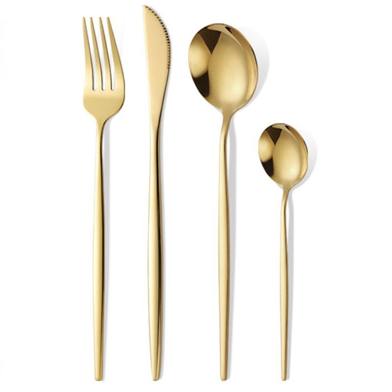 Tacamuri Portugheze, Flippy, Set din 24 de Piese din Otel Inoxidabil, 6 Cutie, 6 Furculite, 6 Linguri de Masa, 6 Linguri pentru Ceai, Auriu [1]