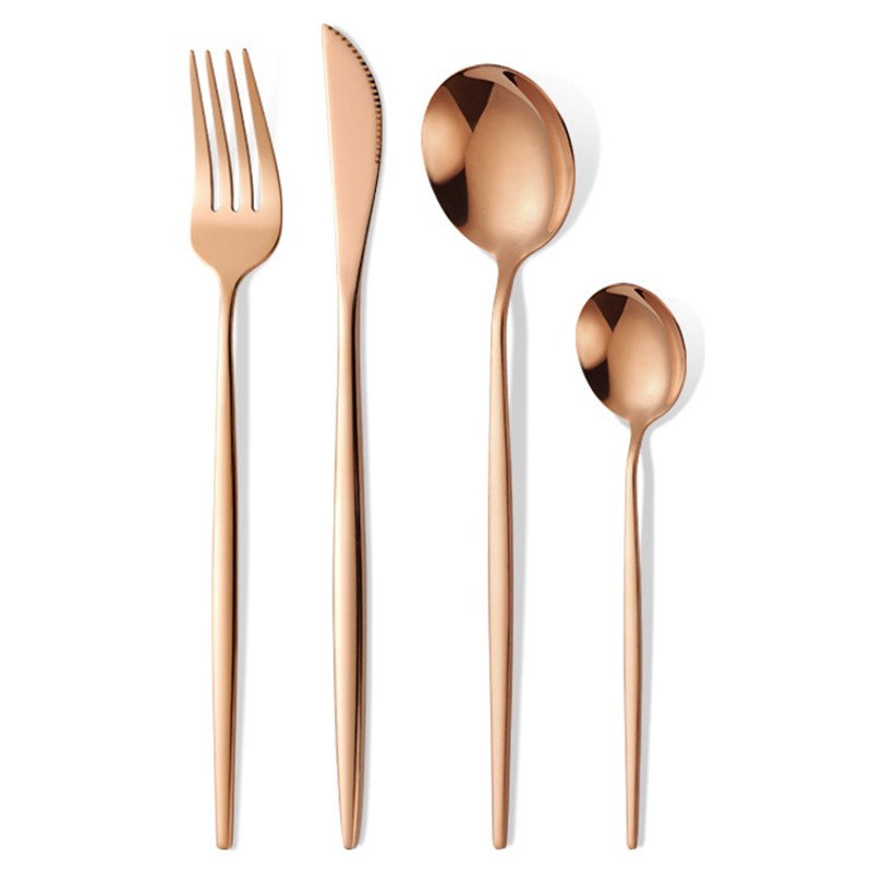 Tacamuri Portugheze, Flippy, Set din 24 de Piese din Otel Inoxidabil, 6 Cutie, 6 Furculite, 6 Linguri de Masa, 6 Linguri pentru Ceai, Gold [1]