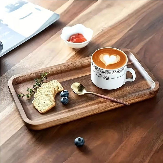 Tava din Lemn, Flippy, Dreptunghiulara, pentru Alimente sau Decor, 20 x 12 x 1.5 cm, Natur [5]