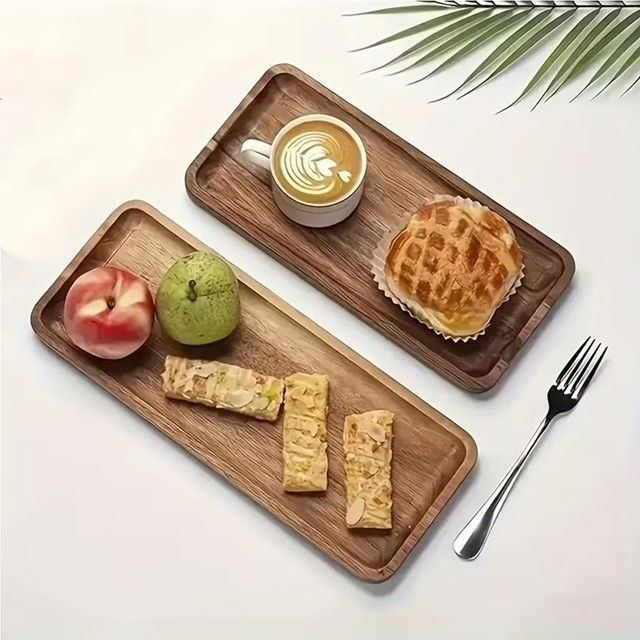 Tava din Lemn, Flippy, Dreptunghiulara, pentru Alimente sau Decor, 20 x 12 x 1.5 cm, Natur [4]