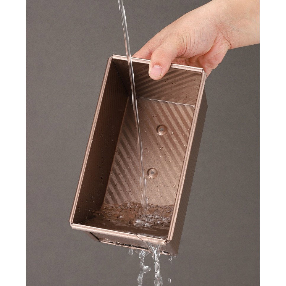 Tava pentru Paine, Flippy, din Otel Carbon, 450 g, cu Capac, Antiaderenta, 21 x 11 x 11.5 cm, Roz Auriu [4]