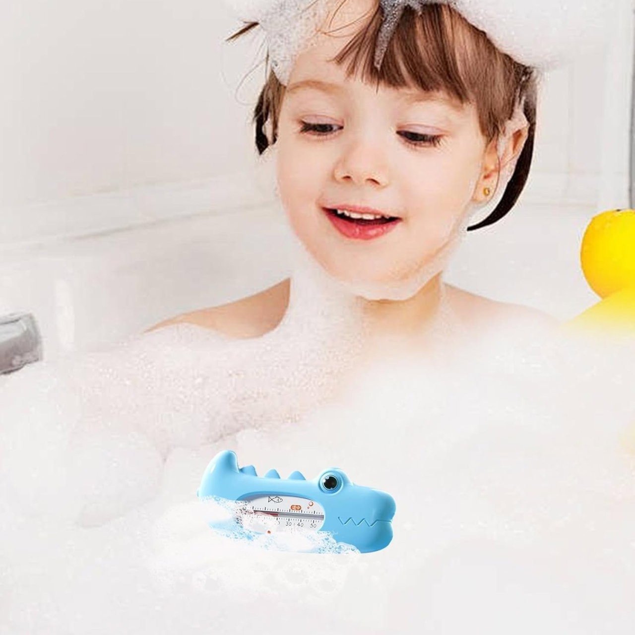 Termometru pentru Baie, Flippy, Plutitor, Rezistent la apa, Multifunctional, Model Crocodil, 2.7x6.5x3.7 cm, Albastru [4]