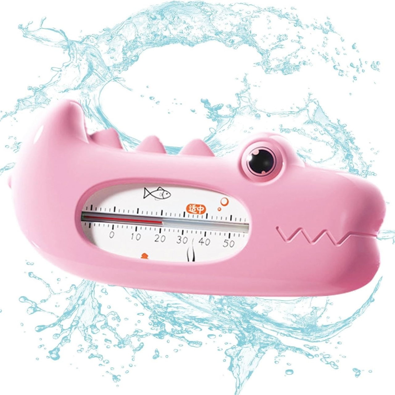Termometru pentru Baie, Flippy, Plutitor, Rezistent la apa, Multifunctional, Model Crocodil, 2.7x6.5x3.7 cm, Roz [3]