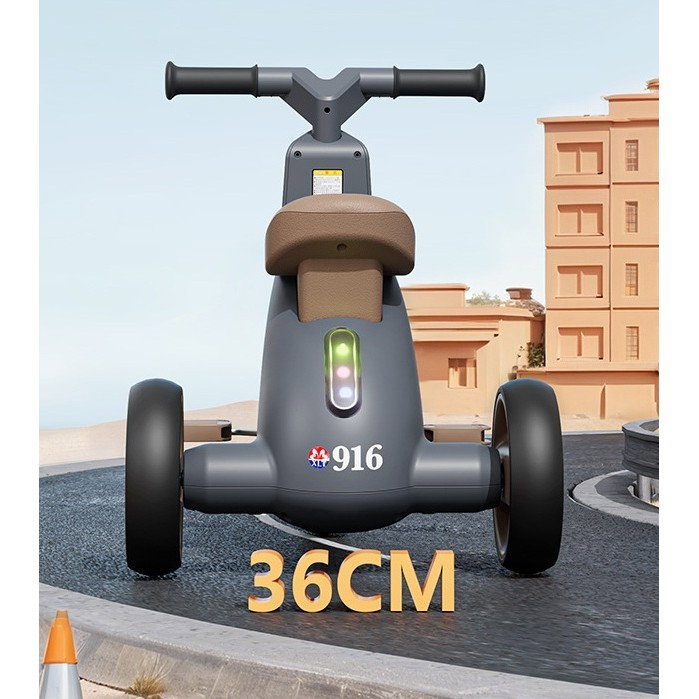 Tricicleta pentru Copii, Flippy, Exercitiu de Echilibru, pentru 1-6 Ani, Functie de Lumini si Sunete, cu Pedale, din Plastic, Roti Gonflabile, Greutate Portanta 60 kg, 57 x 36 x 47 cm, Gri [6]