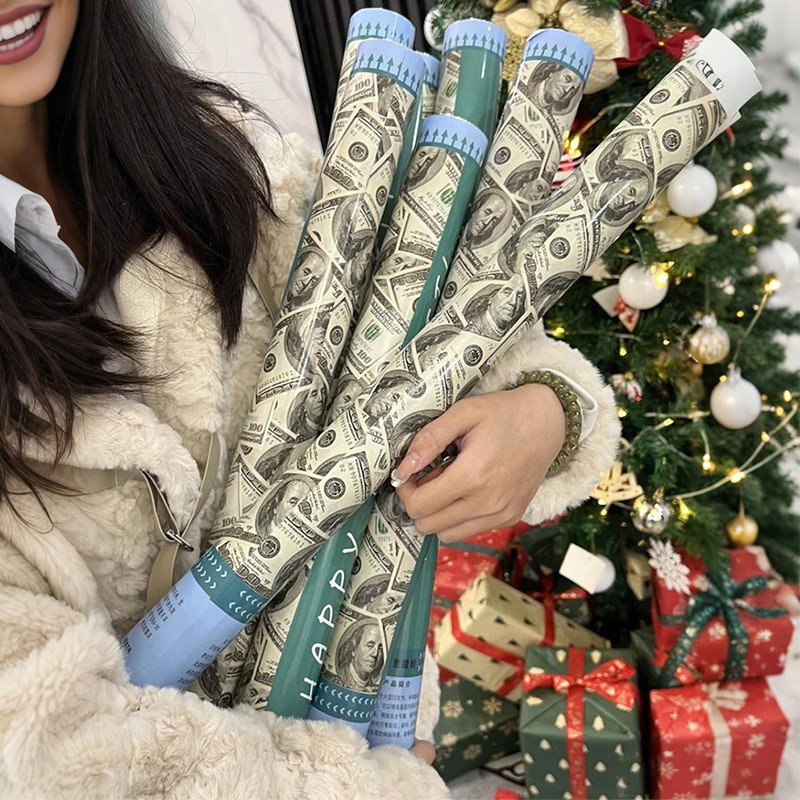 Tub de Confetti, Flippy, Money, 60x5 cm, Confetii Asortate Model Dolari, Eliberare prin Rasucire, Multicolor [4]