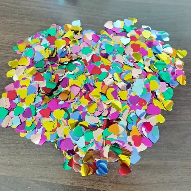 Tub de Confetti, Flippy, Party Popper, 20x5 cm, Confetii Inimioare din Aluminiu, Multicolor [3]