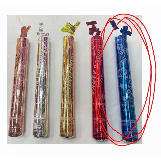 Tub de Confetti, Flippy, Party Popper, 30x5 cm, Confetii Lucioase Rezistente la Foc, Eliberare prin Rasucire, Albastru [4]