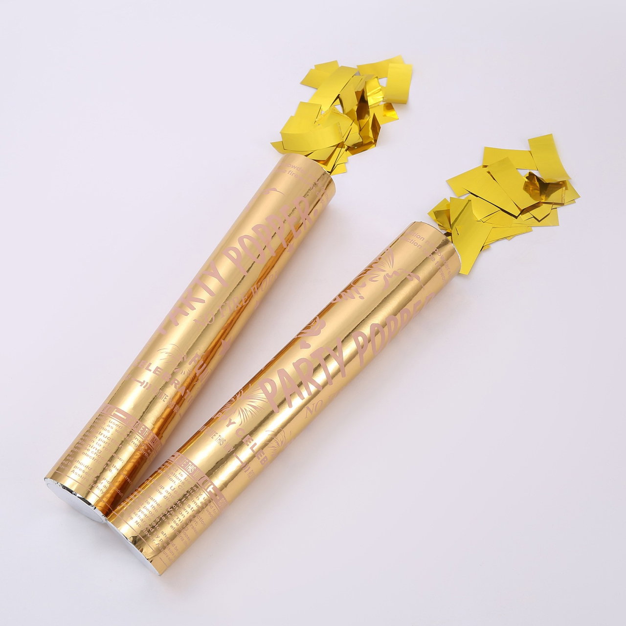 Tub de Confetti, Flippy, Party Popper, 30x5 cm, Confetii Lucioase Rezistente la Foc, Eliberare prin Rasucire, Auriu [3]