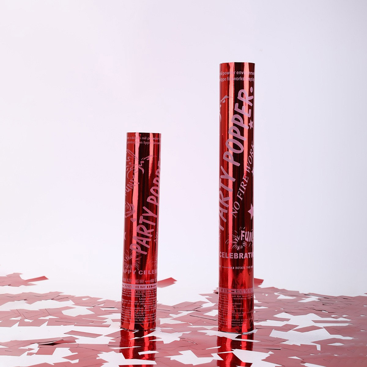 Tub de Confetti, Flippy, Party Popper, 30x5 cm, Confetii Lucioase Rezistente la Foc, Eliberare prin Rasucire, Rosu [4]