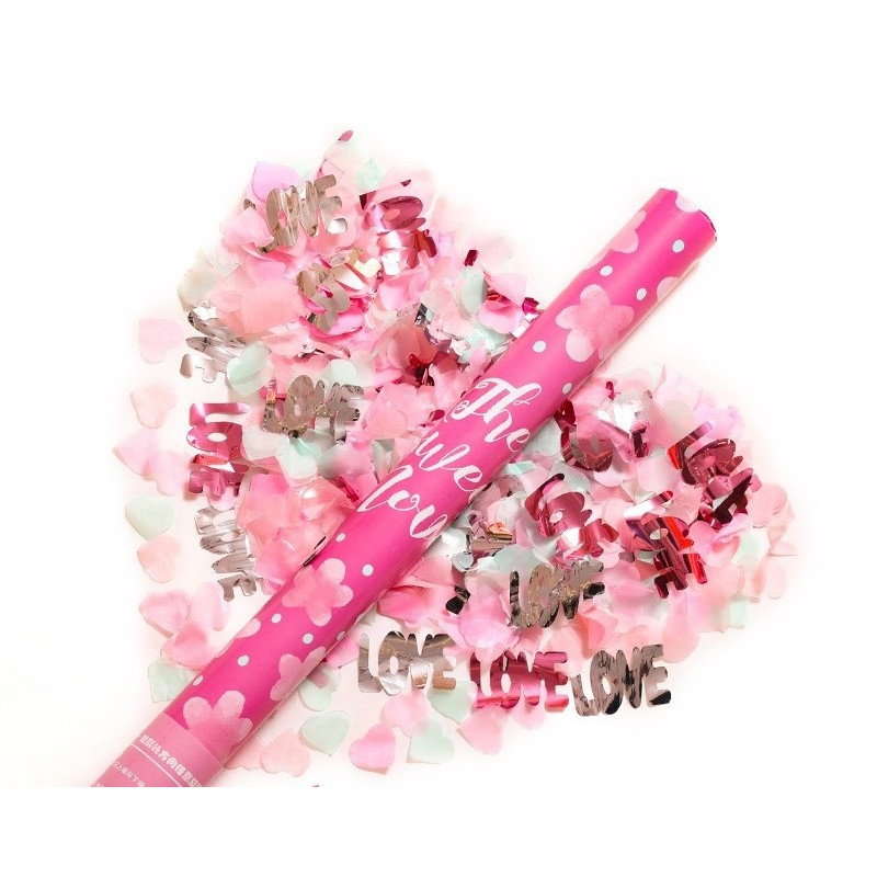 Tun Confetti, Flippy, Confetti Inimioare si Mesaj Love, 40 x 5 cm, Roz Alb [2]