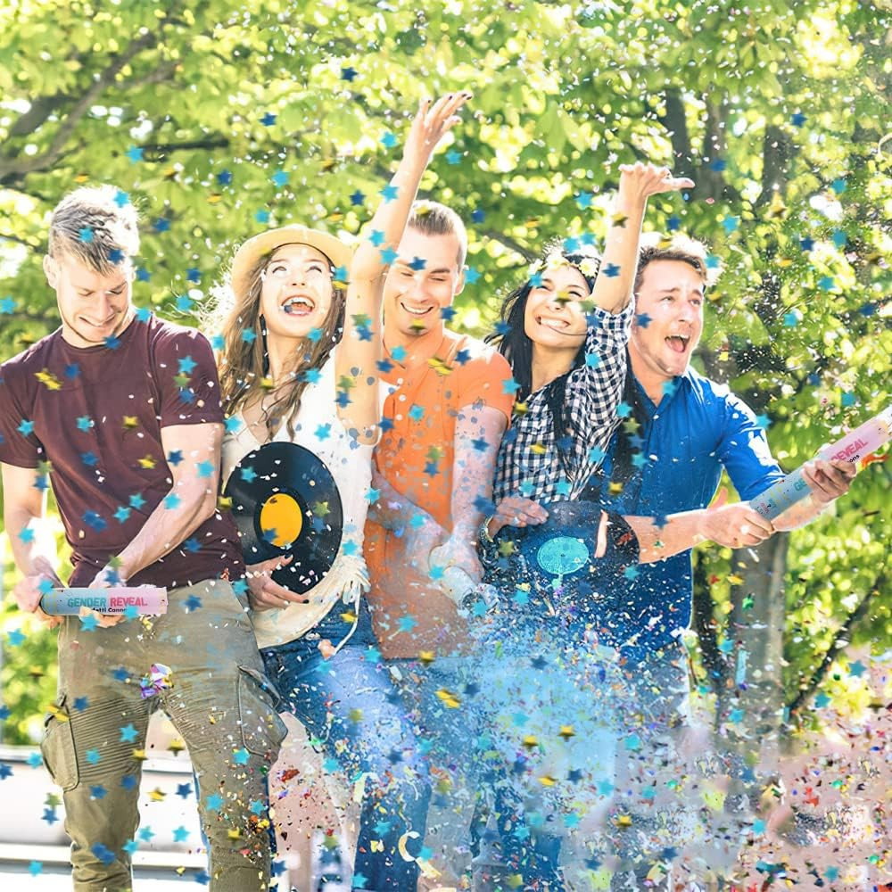 Tun Confetti, Flippy, Model Gender Reveal, Confetti Cannons, 40 cm, Ambalaj din Carton, Eliberare prin Rasucire, Albastru [6]