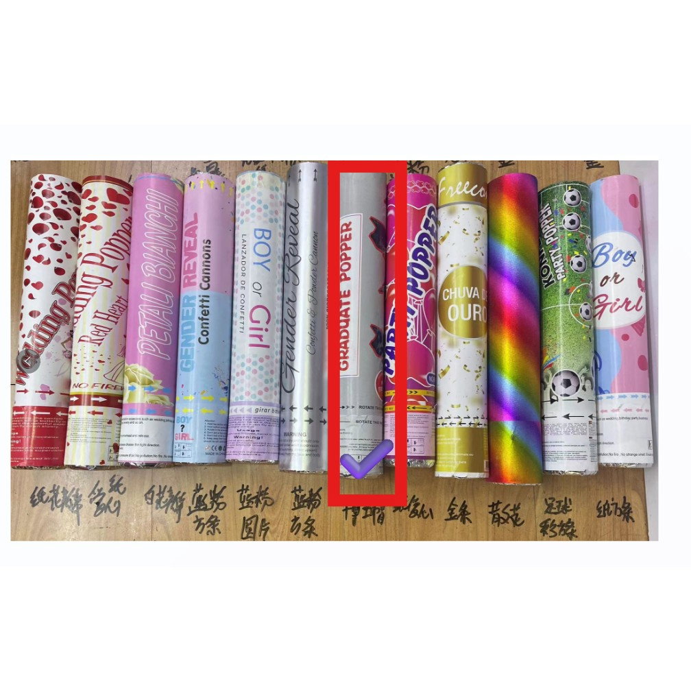 Tun Confetti, Flippy, Model Petrecere Absolvire Palarii, 40 cm, Ambalaj din Carton, Eliberare prin Rasucire, Negru [2]