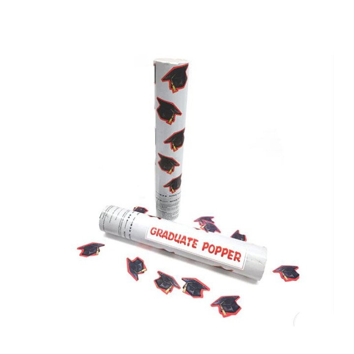 Tun Confetti, Flippy, Model Petrecere Absolvire Palarii, 40 cm, Ambalaj din Carton, Eliberare prin Rasucire, Negru [5]