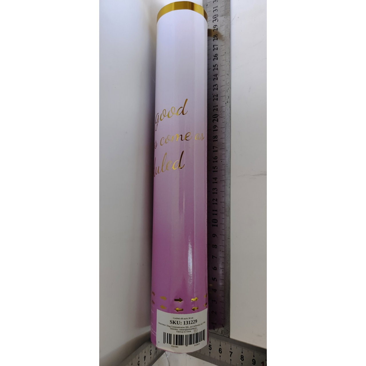 Tun Confetti Petrecere, Flippy, Lungime 30 cm, Alb/Auriu [3]