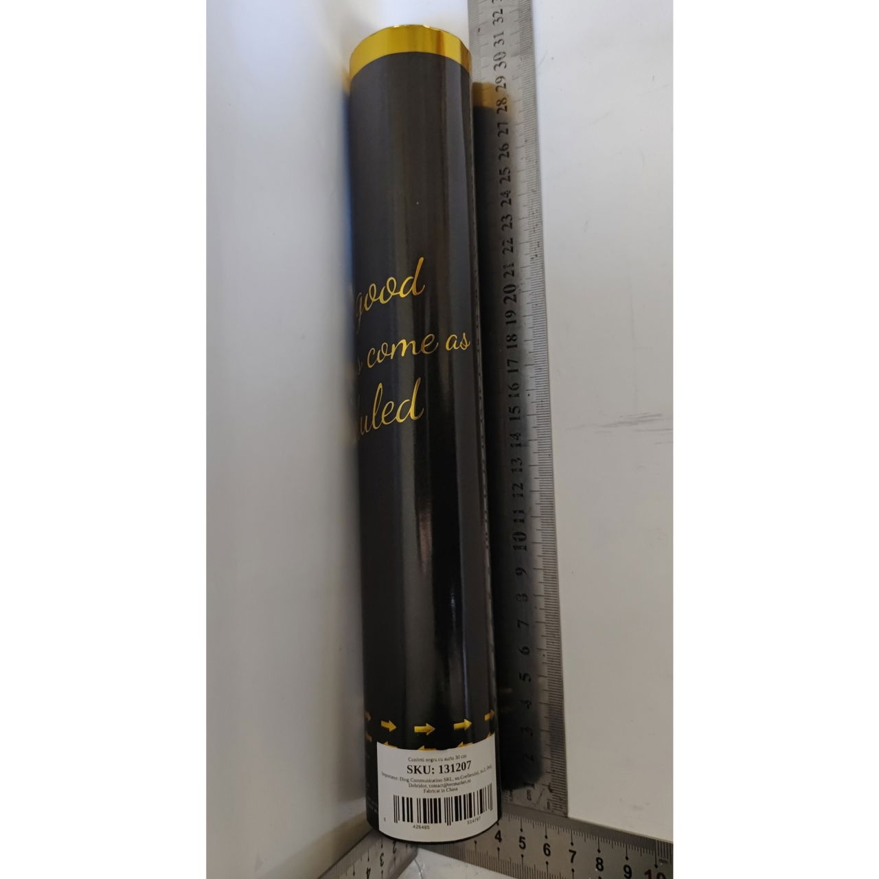 Tun Confetti Petrecere, Flippy, Lungime 30 cm, Negru/Auriu [4]