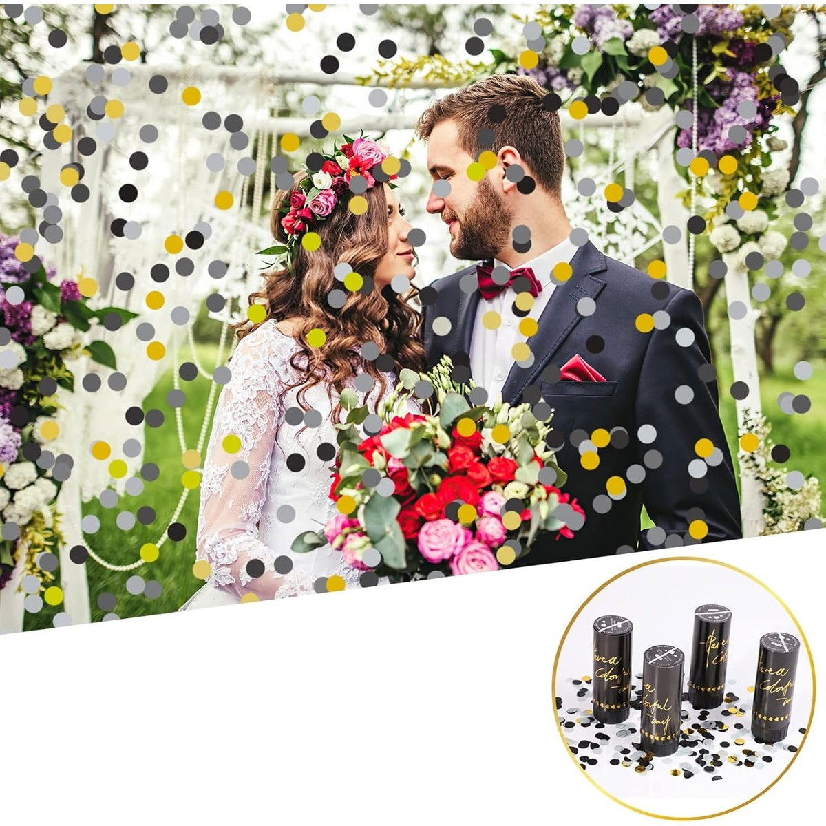 Tun Confetti Petrecere, Flippy, Lungime 30 cm, Negru/Auriu [3]