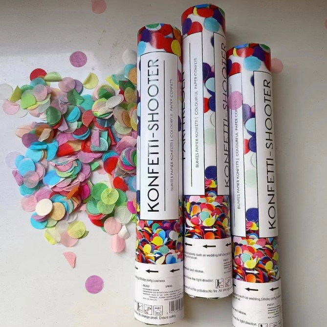 Tun de Confetti, 40 cm. Flippy, Model Konffetti Shooter, Paiete din Hartie, Multicolor [1]