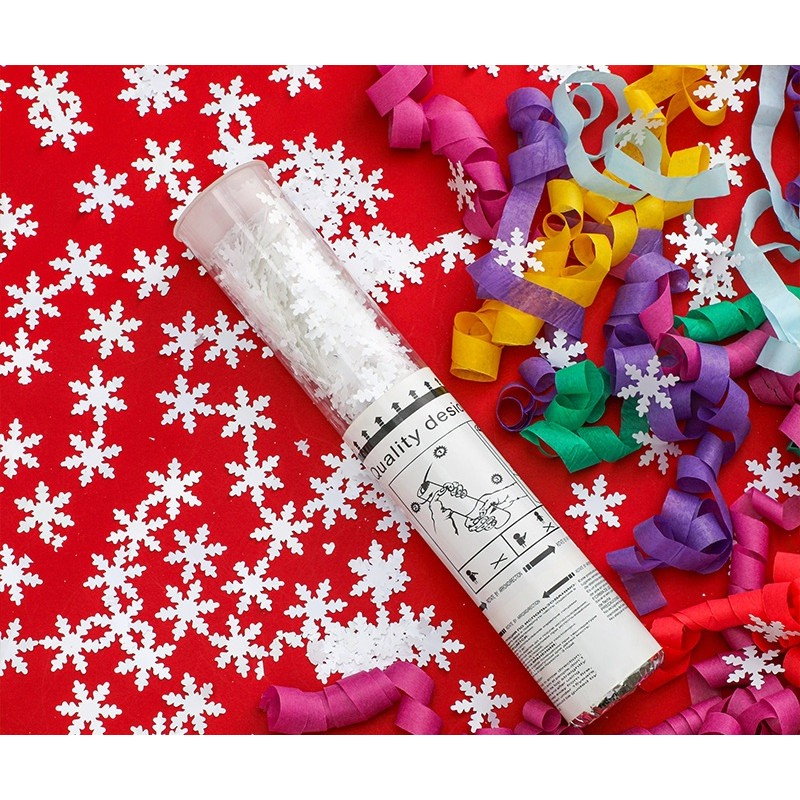 Tun de Confetti, Flippy, 30 cm, Model Fulgi de Zapada din Hartie, Ambalaj din PET, Alb [3]