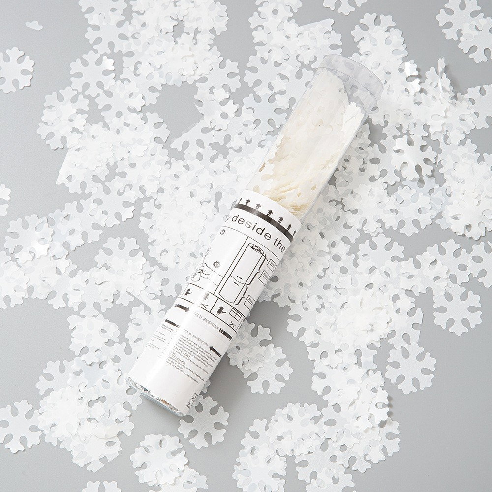 Tun de Confetti, Flippy, 30 cm, Model Fulgi de Zapada din Hartie, Ambalaj din PET, Alb [4]
