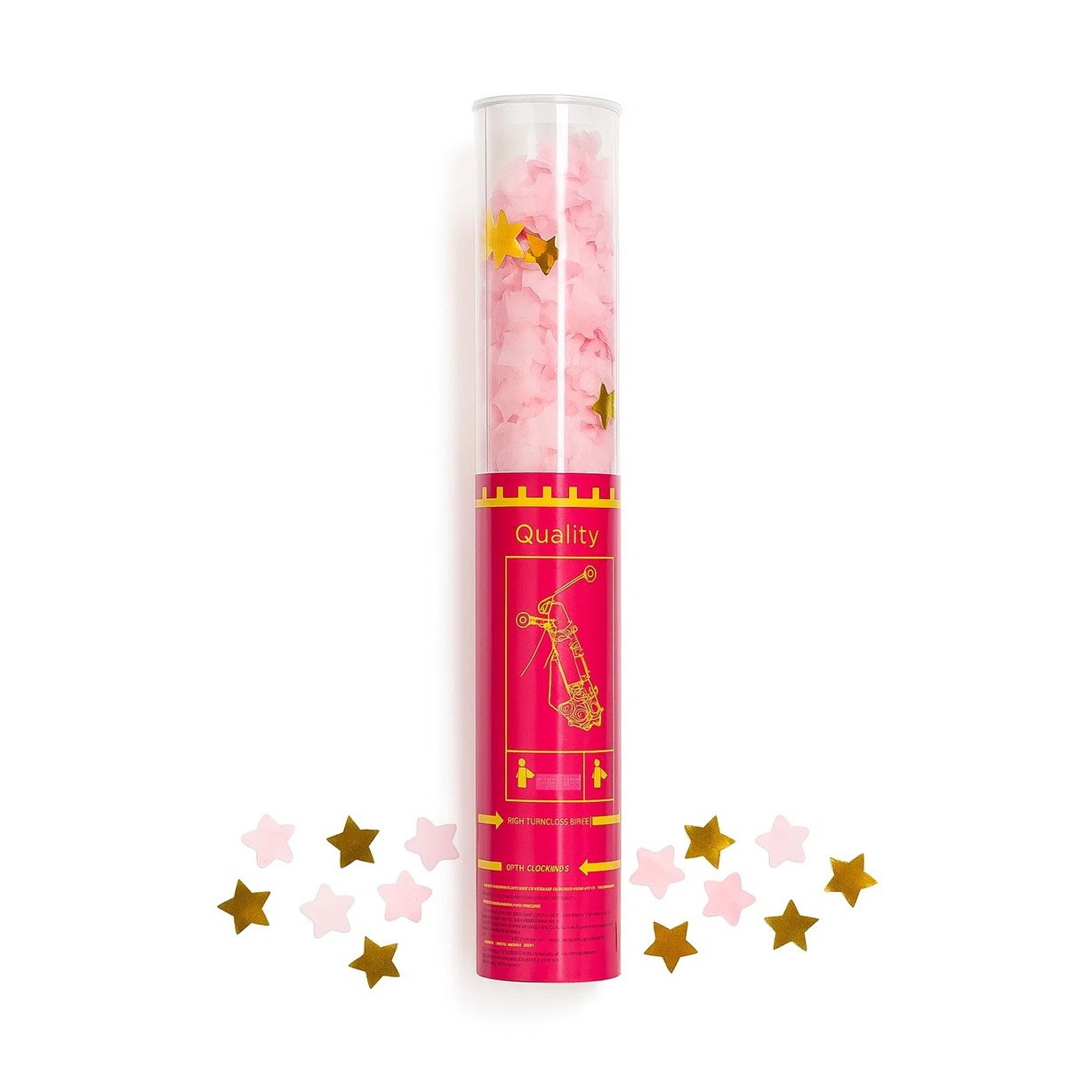 Tun de Confetti, Flippy, 40 cm, Model Stelute din Folie si Hartie, Ambalaj PET, Roz [1]