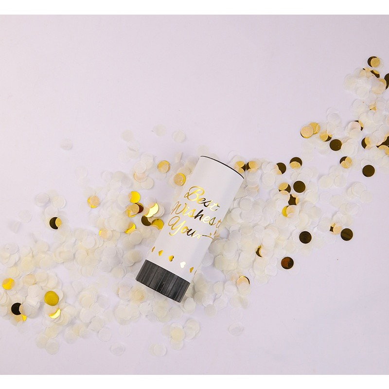 Tun de Confetti, Flippy, Best Wishes 11 x 4 cm, Model Buline din Hartie si Folie, Alb [4]