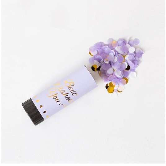 Tun de Confetti, Flippy, Best Wishes 11 x 4 cm, Model Buline din Hartie si Folie, Mov [5]