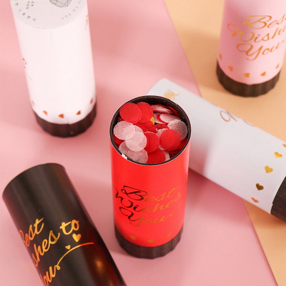 Tun de Confetti, Flippy, Best Wishes 11 x 4 cm, Model Buline din Hartie si Folie, Rosu [2]