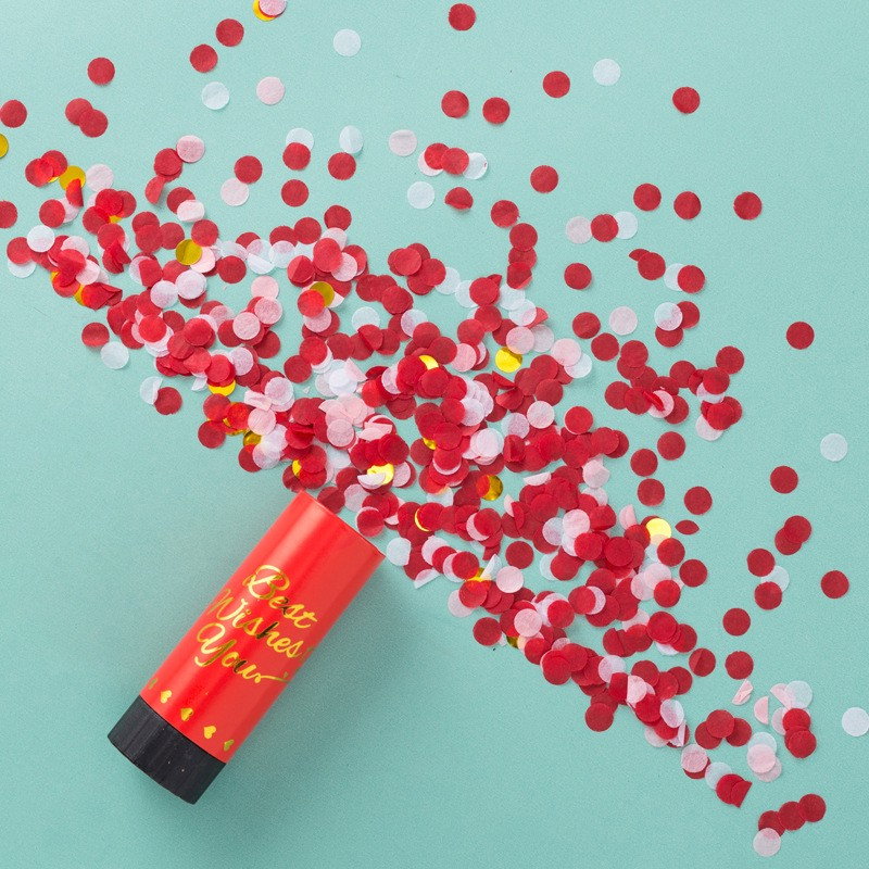 Tun de Confetti, Flippy, Best Wishes 11 x 4 cm, Model Buline din Hartie si Folie, Rosu [4]