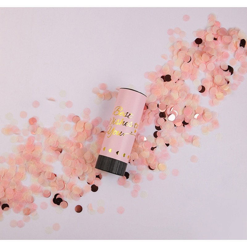 Tun de Confetti, Flippy, Best Wishes 11 x 4 cm, Model Buline din Hartie si Folie, Roz [5]